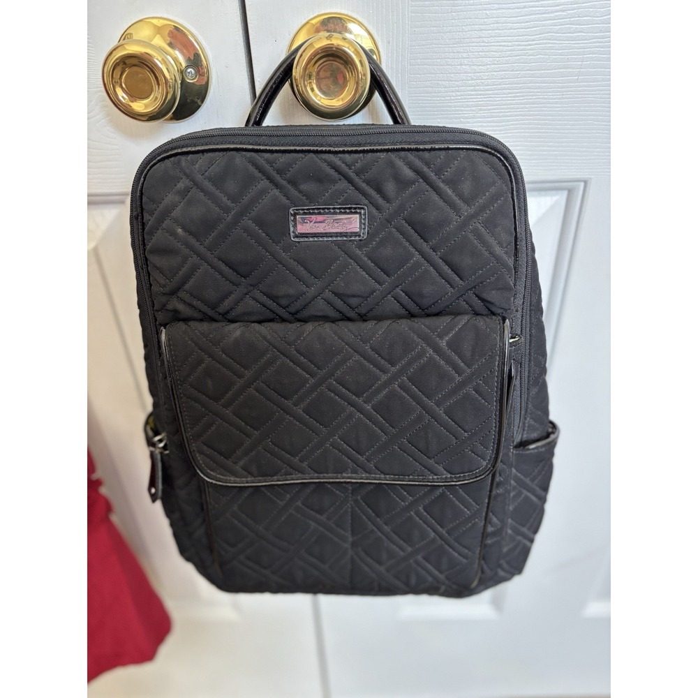 Vera Bradley Classic Black Microfiber Medium Backpack. RARE- Excellent Condition